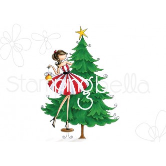 UPTOWN GIRL TINA TRIMS the TREE rubber stamp
